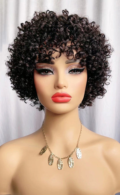 100% Human Hair Short Curly Wig – P4/27, 6in - WigWonders