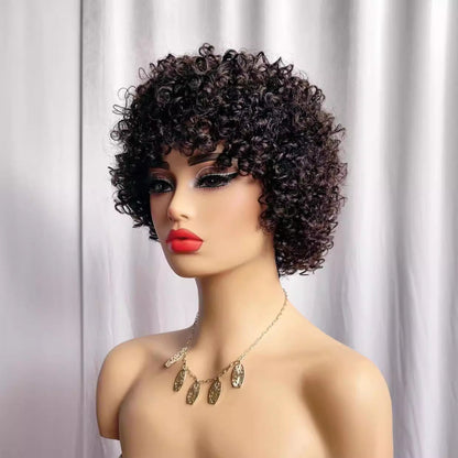 100% Human Hair Short Curly Wig – P4/27, 6in - WigWonders