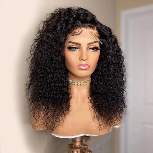 12" - 16" Short African Curly Lace Front Synthetic Wig Black - WigWonders