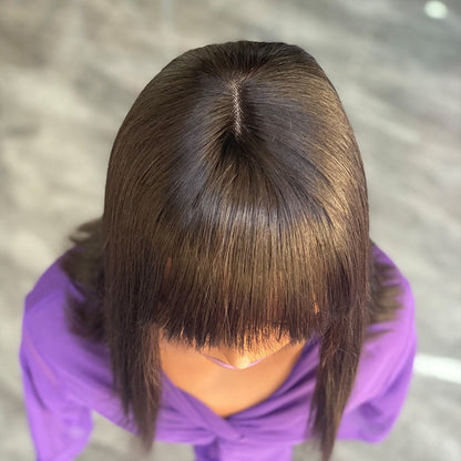 12 High Density Bone Straight Brazilian Human Hair Wig – 2x4 Lace, 180% Density - WigWonders