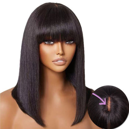 12 High Density Bone Straight Brazilian Human Hair Wig – 2x4 Lace, 180% Density - WigWonders