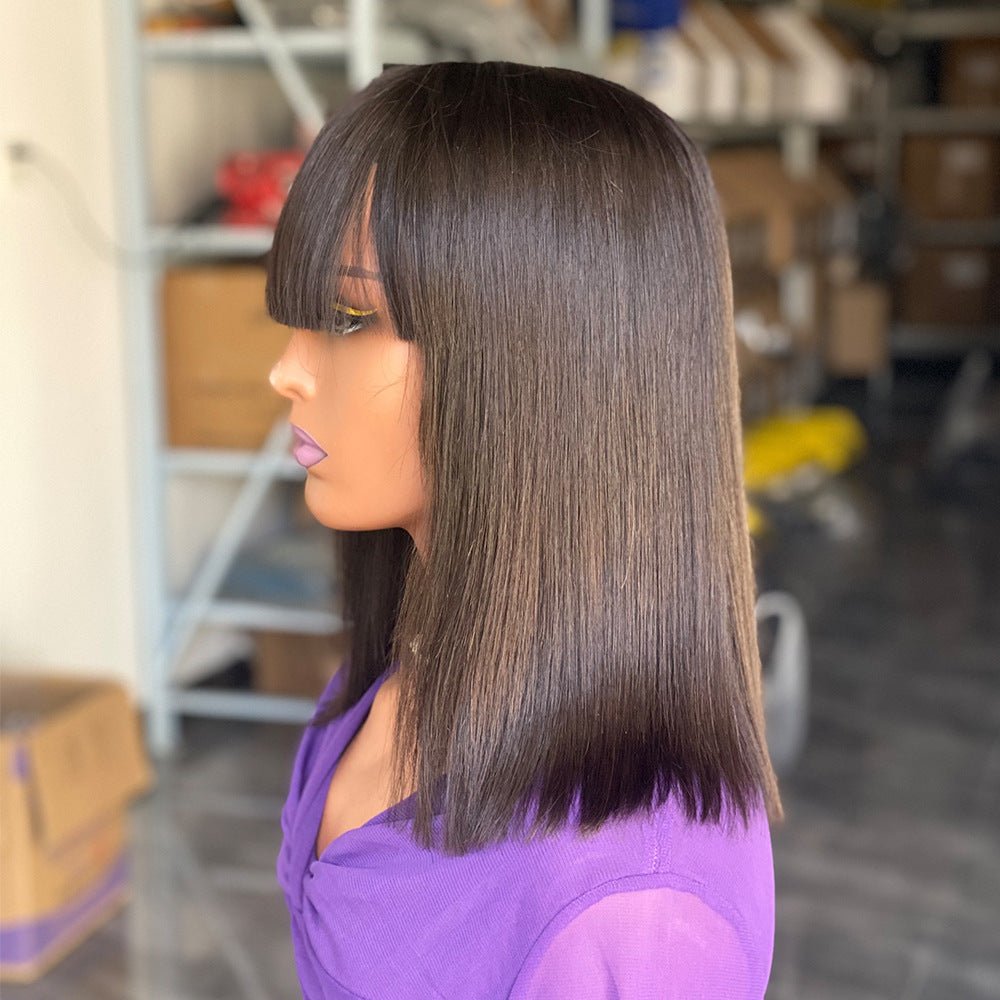 12 High Density Bone Straight Brazilian Human Hair Wig – 2x4 Lace, 180% Density - WigWonders