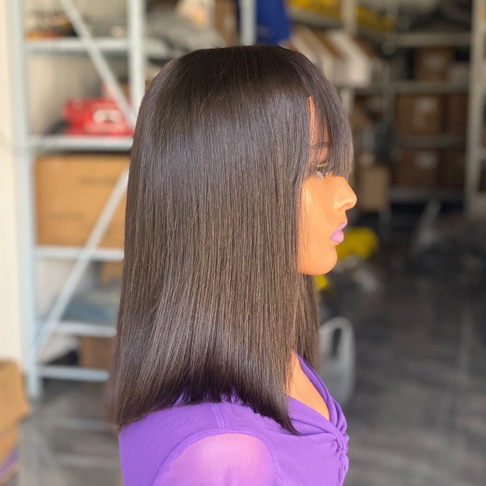 12 High Density Bone Straight Brazilian Human Hair Wig – 2x4 Lace, 180% Density - WigWonders