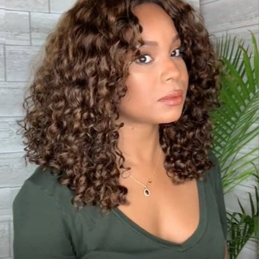 12" Kinky Curly Lace Front Synthetic Wig - Black (Heat - Resistant) - WigWonders