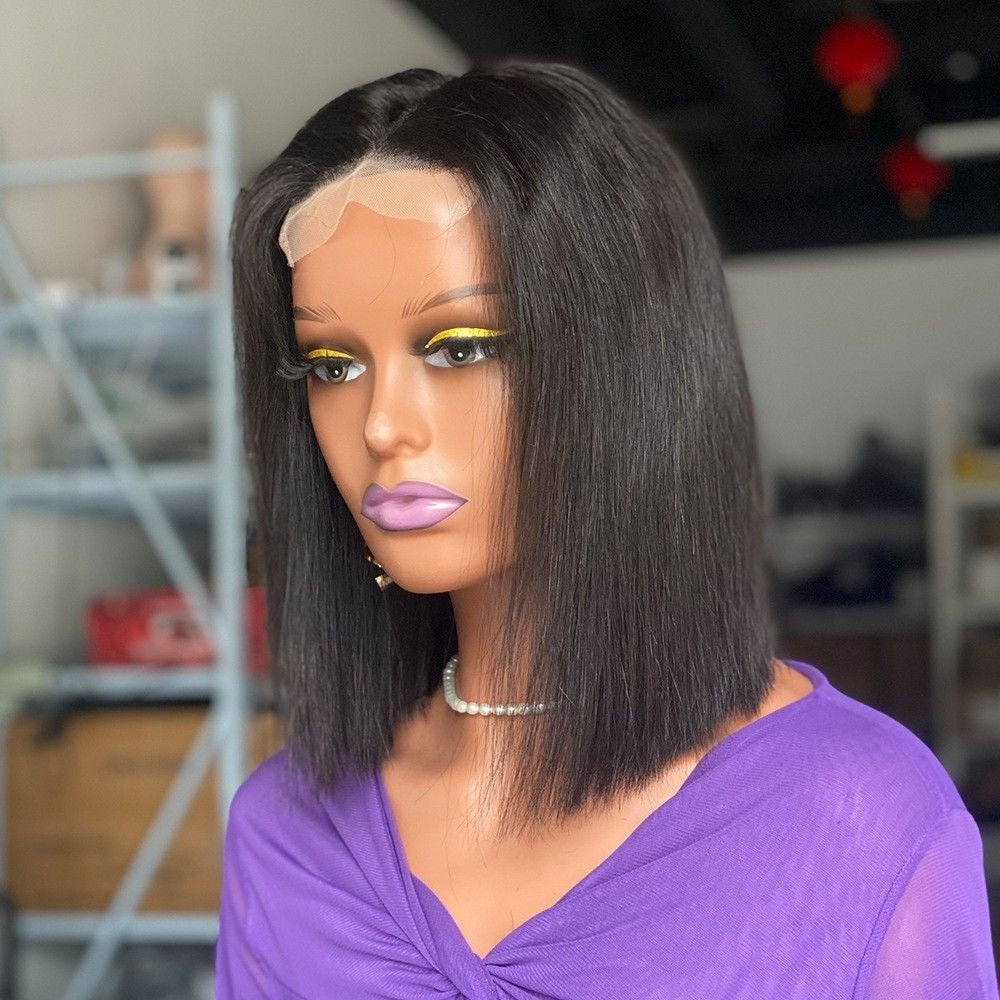 12A Vietnam Straight Bob Human Hair Lace Wig 10" - WigWonders