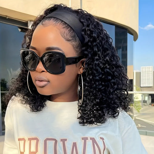 12in Synthetic Deep Wave Headband Wig - Glueless - WigWonders