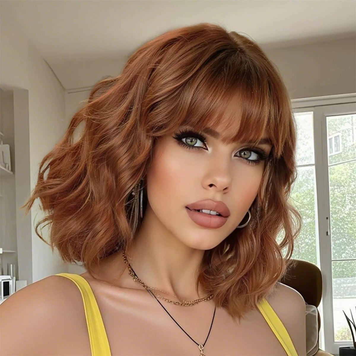 12in Wavy Synthetic Wig with Center Part - Short - WigWonders