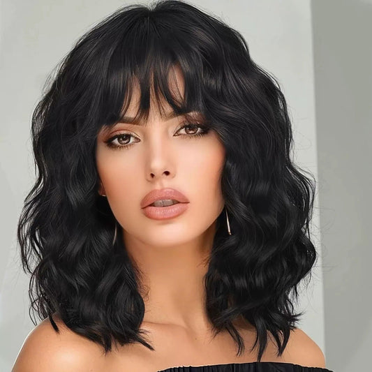 12in Wavy Synthetic Wig with Center Part - Short - WigWonders