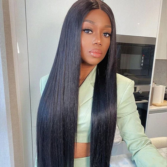 13x4 Front Lace 24in Straight Human Hair Wig - WigWonders