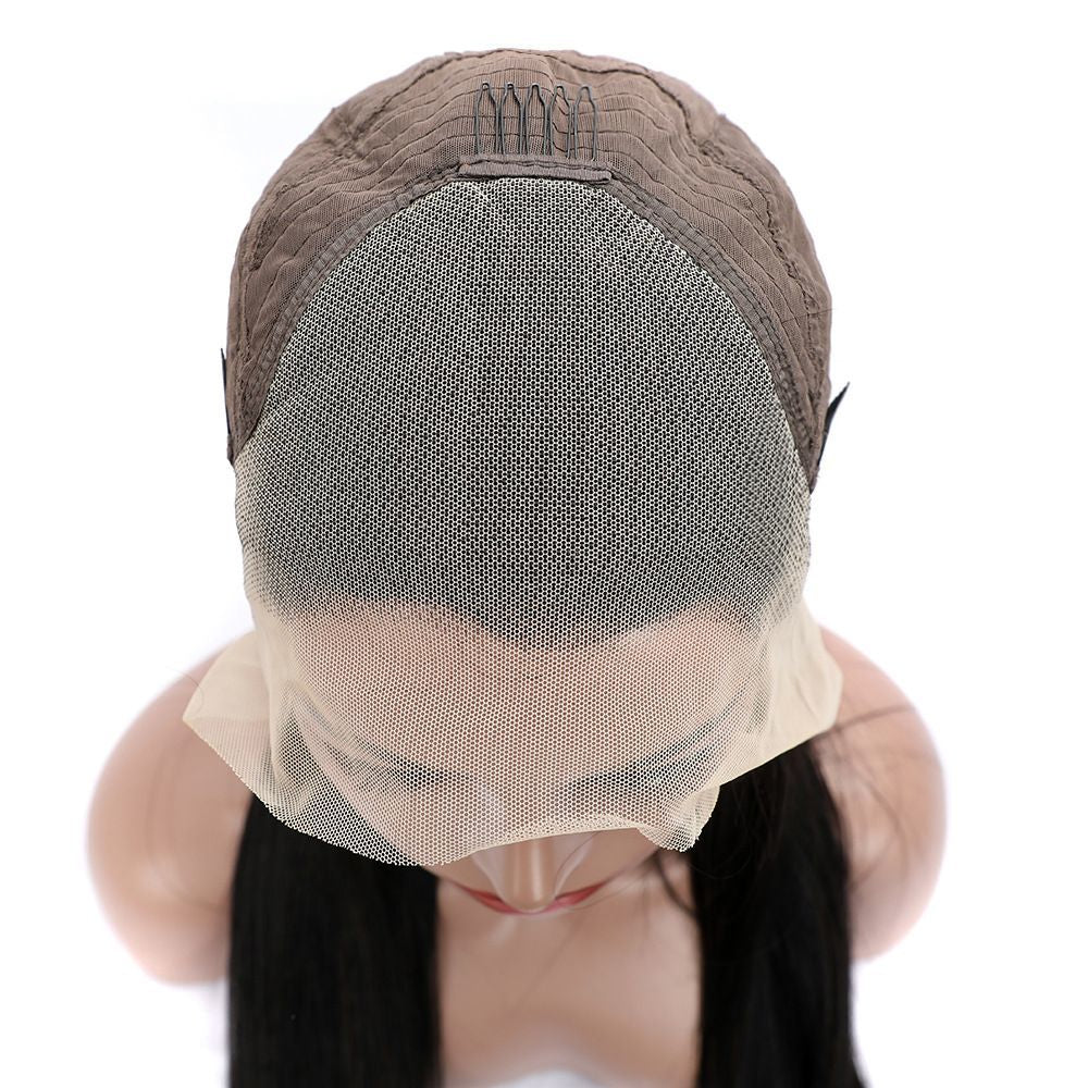 13x4 Front Lace 24in Straight Human Hair Wig - WigWonders