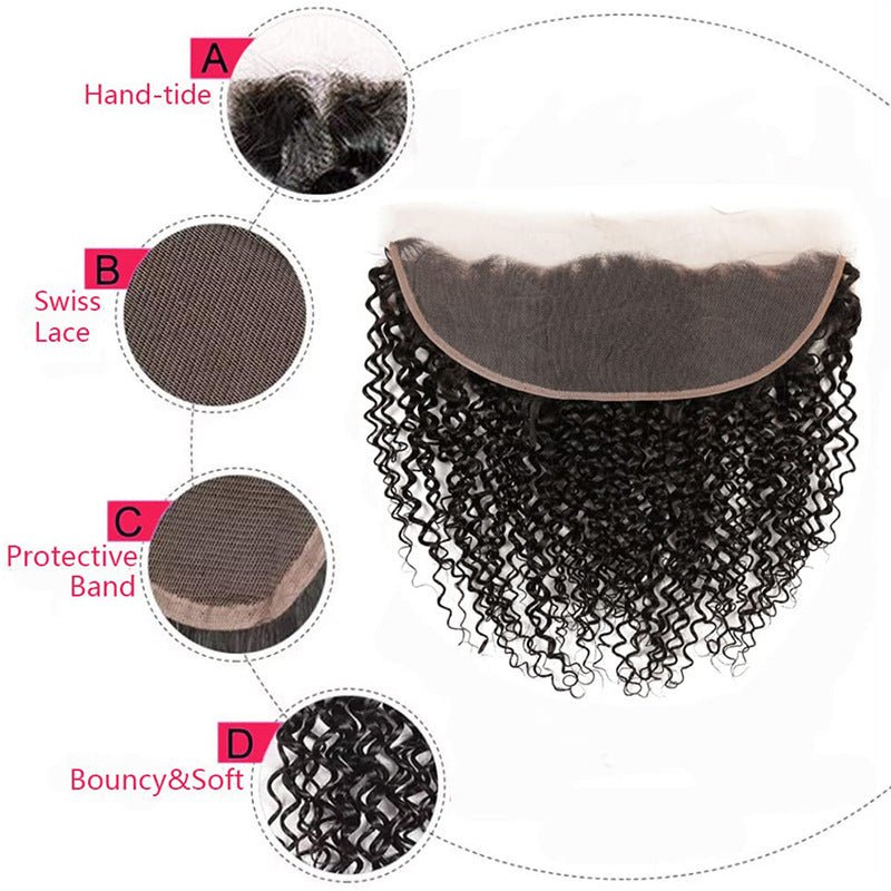 13x4 Kinky Curly Lace Frontal Human Hair Closure Piece - WigWonders