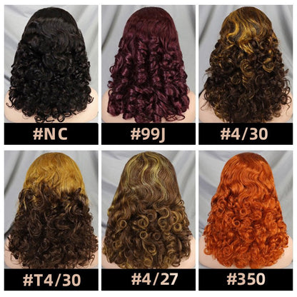 13x4 Lace Front Spring Curly Human Hair Wig Short Bob - WigWonders