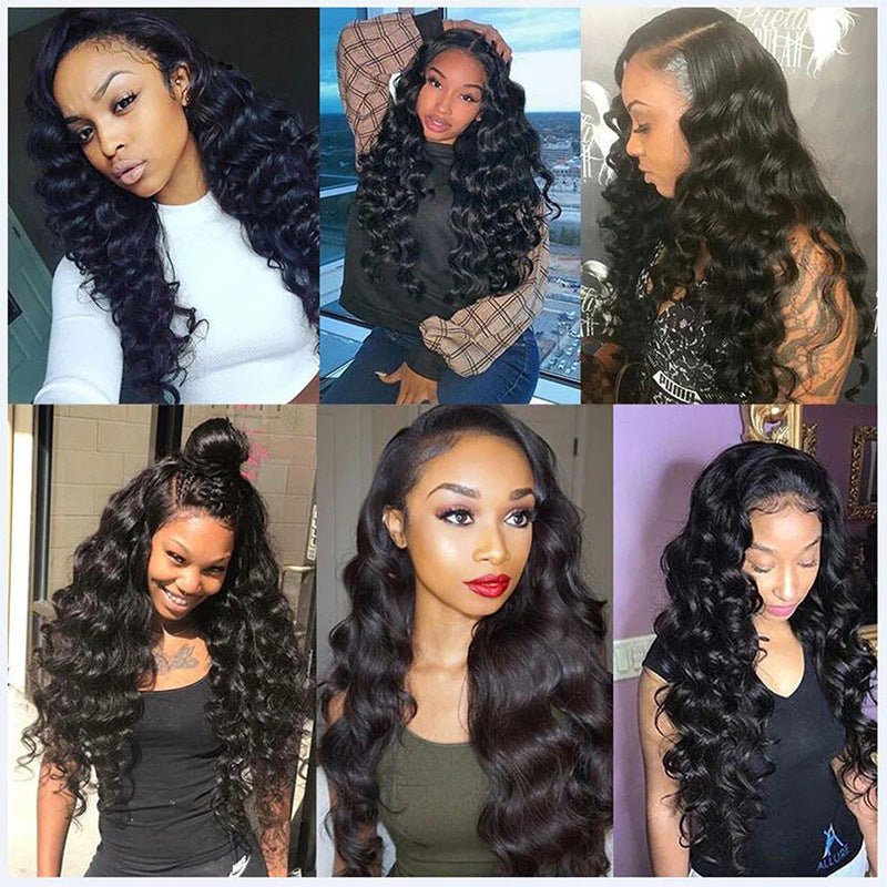 13x4 Loose Wavy Human Hair Lace Front Wig - WigWonders
