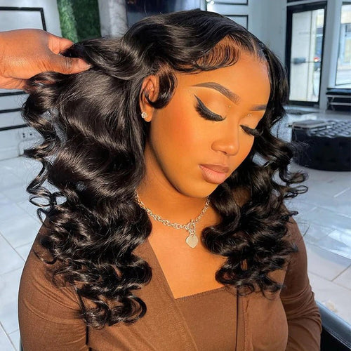 13x4 Loose Wavy Human Hair Lace Front Wig - WigWonders