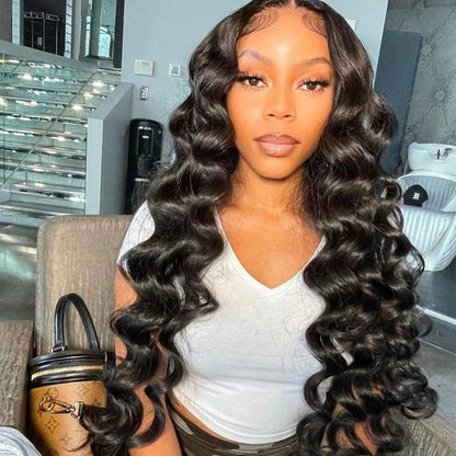 13x4 Loose Wavy Human Hair Lace Front Wig - WigWonders