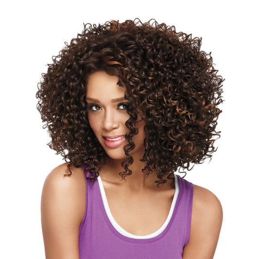 16in Synthetic Afro Curly Wig - Brown - WigWonders