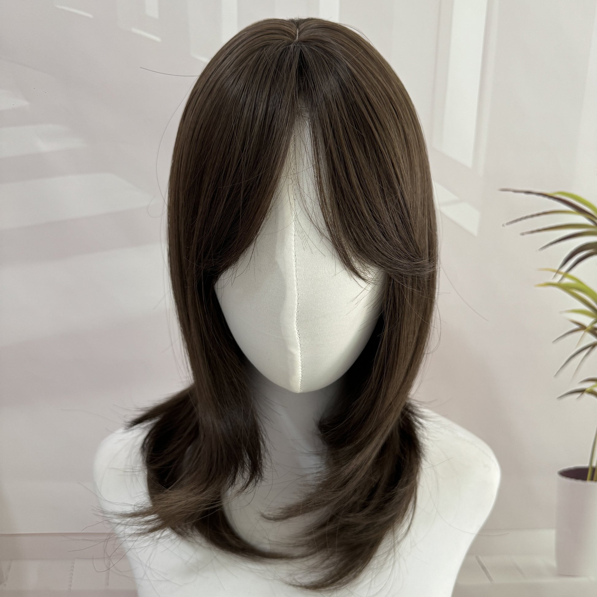 18" Layered Straight Synthetic Brown Wig - WigWonders