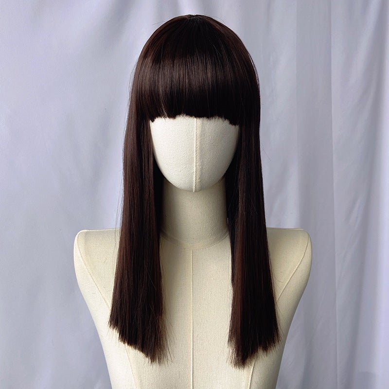 18in Synthetic Straight Wig with Blunt Bangs - WigWonders