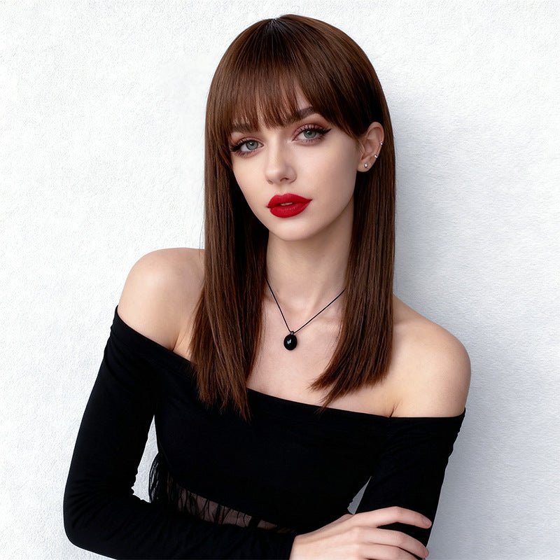 18in Synthetic Straight Wig with Blunt Bangs - WigWonders