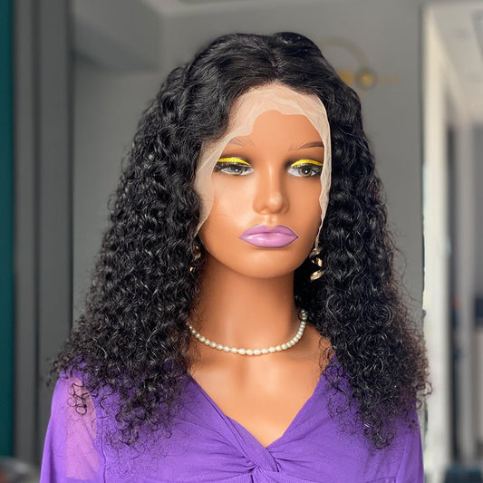 200% Density Kinky Curly Human Hair Lace Front Wig - WigWonders