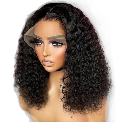 200% Density Kinky Curly Human Hair Lace Front Wig - WigWonders