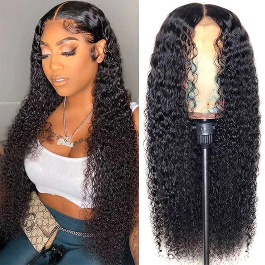 23.6" Center Part Long Curly Wig | High Temperature Synthetic African Curly Wig - WigWonders
