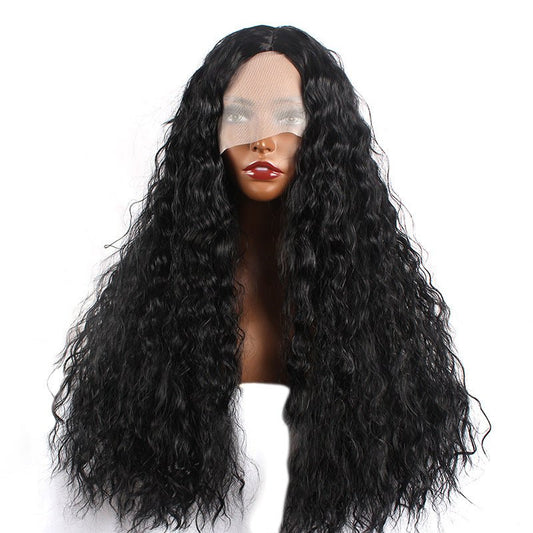 23.6" Center Part Long Curly Wig | High Temperature Synthetic African Curly Wig - WigWonders