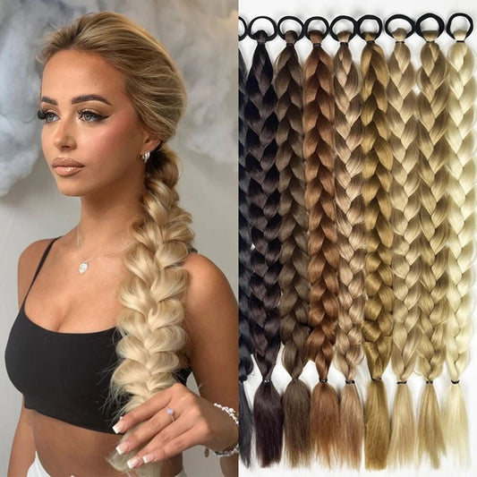 24" Fishtail Braid Ponytail with Headband - Synthetic Hair Extension - WigWonders