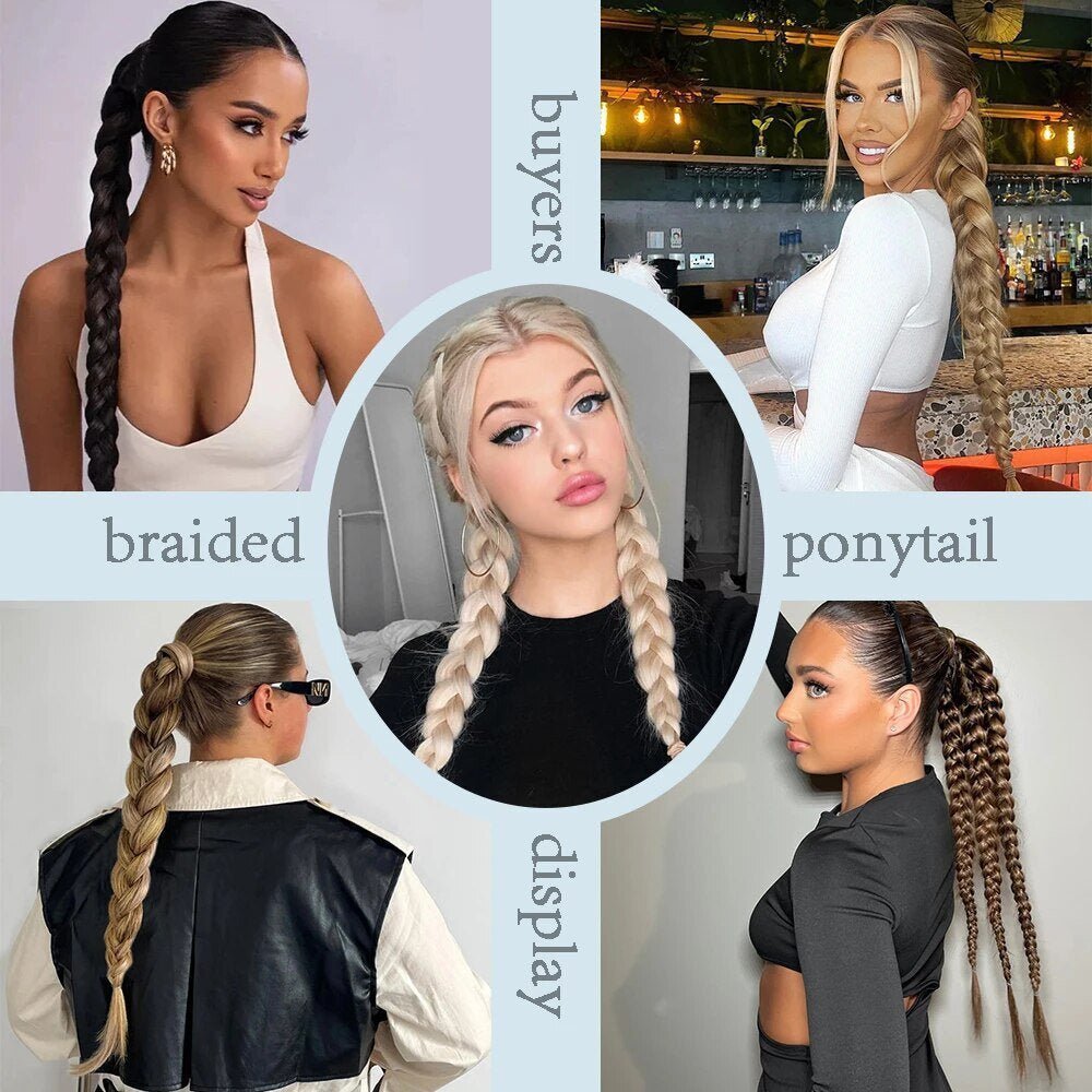 24" Fishtail Braid Ponytail with Headband - Synthetic Hair Extension - WigWonders