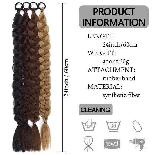24" Fishtail Braid Ponytail with Headband - Synthetic Hair Extension - WigWonders