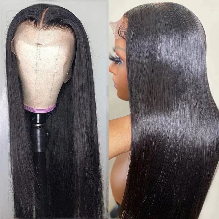 26" Long Straight Synthetic Lace Front Wig - Sleek Black Style - WigWonders
