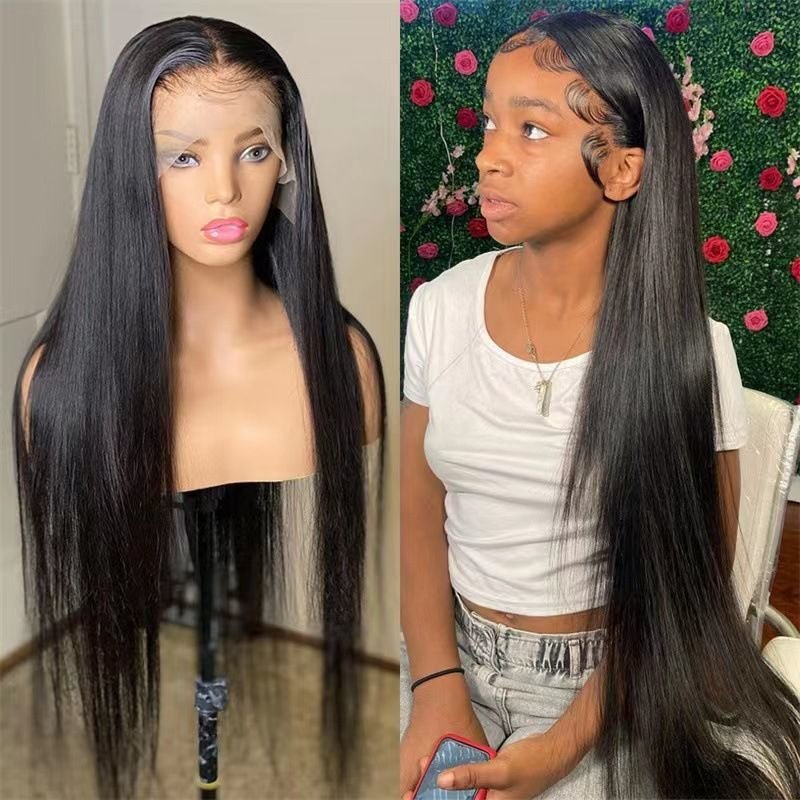 26" Long Straight Synthetic Lace Front Wig - Sleek Black Style - WigWonders