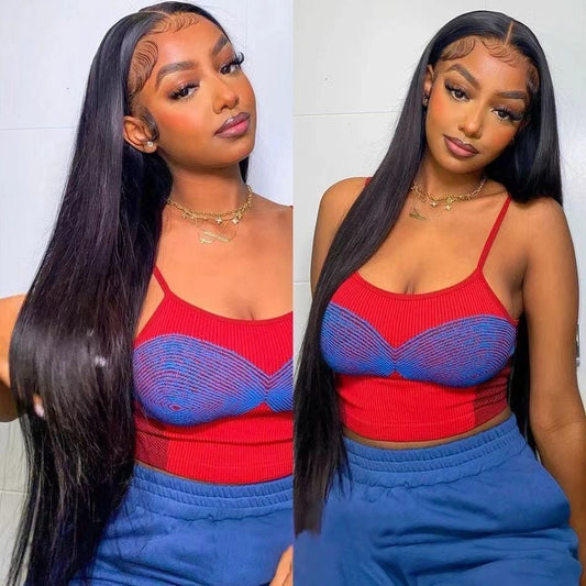 26" Long Straight Synthetic Lace Front Wig - Sleek Black Style - WigWonders