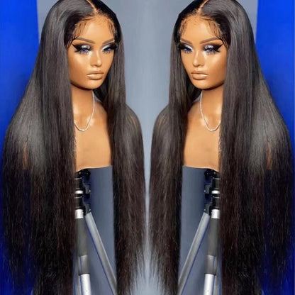 26" Long Straight Synthetic Lace Front Wig - Sleek Black Style - WigWonders
