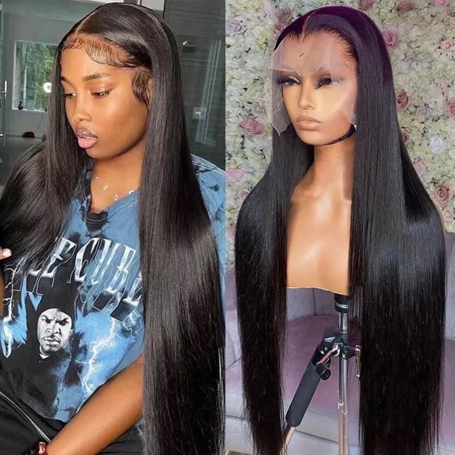 26" Long Straight Synthetic Lace Front Wig - Sleek Black Style - WigWonders