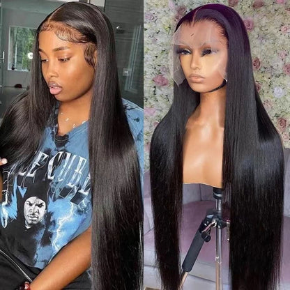 26" Long Straight Synthetic Lace Front Wig - Sleek Black Style - WigWonders