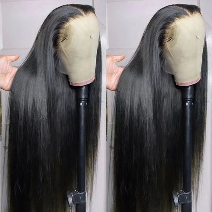26" Long Straight Synthetic Lace Front Wig - Sleek Black Style - WigWonders