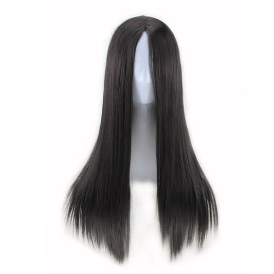 27.5" Long Straight Middle Part Synthetic Wig - WigWonders