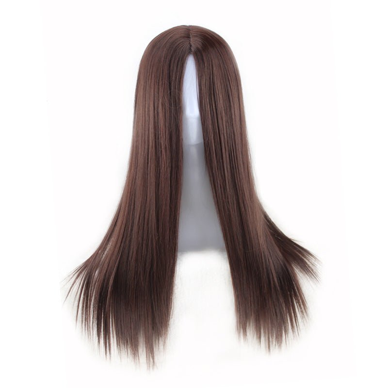 27.5" Long Straight Middle Part Synthetic Wig - WigWonders