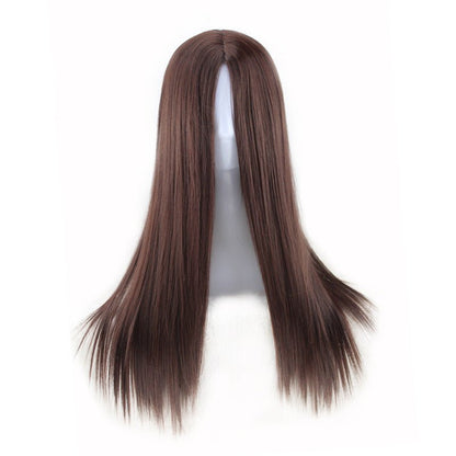 27.5" Long Straight Middle Part Synthetic Wig - WigWonders