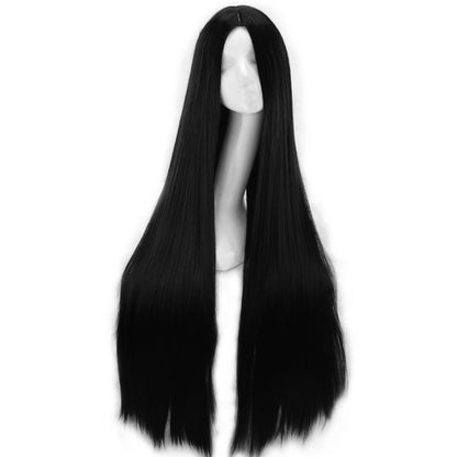 27.5" Long Straight Middle Part Synthetic Wig - WigWonders
