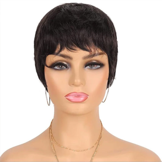 3" Pixie Cut Human Hair Wig | Short Cute Wig with Bangs - WigWonders