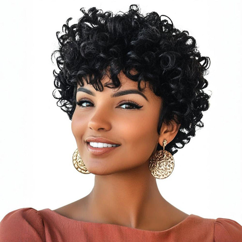 Short Voluminous Curly Wig with Bangs