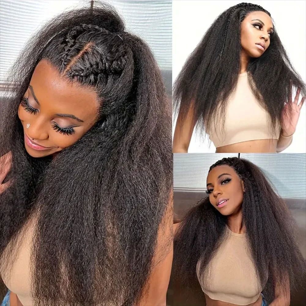 360 & 13x4 HD Lace Front Wig Kinky Yaki Straight Human Hair - WigWonders