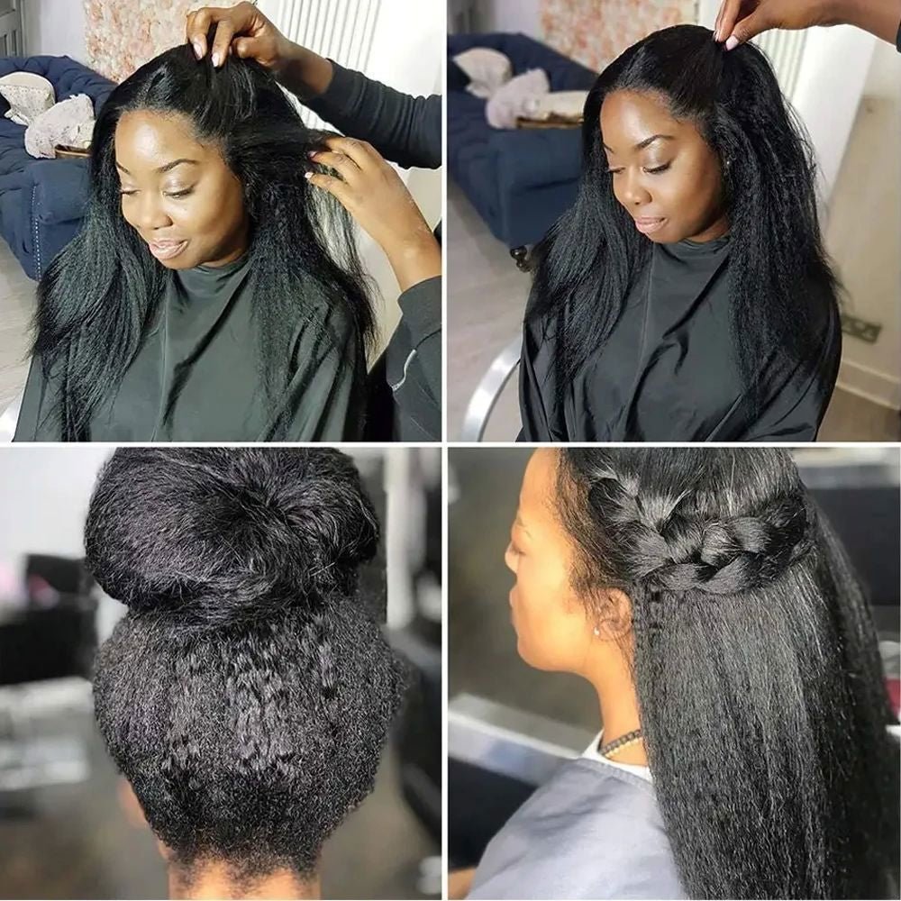 360 & 13x4 HD Lace Front Wig Kinky Yaki Straight Human Hair - WigWonders