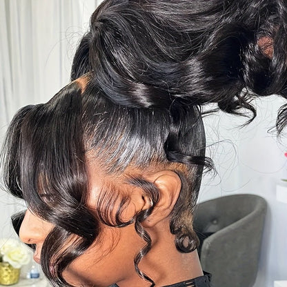 360 Lace Frontal with Bangs | Body Wave HD Lace Natural Black - WigWonders