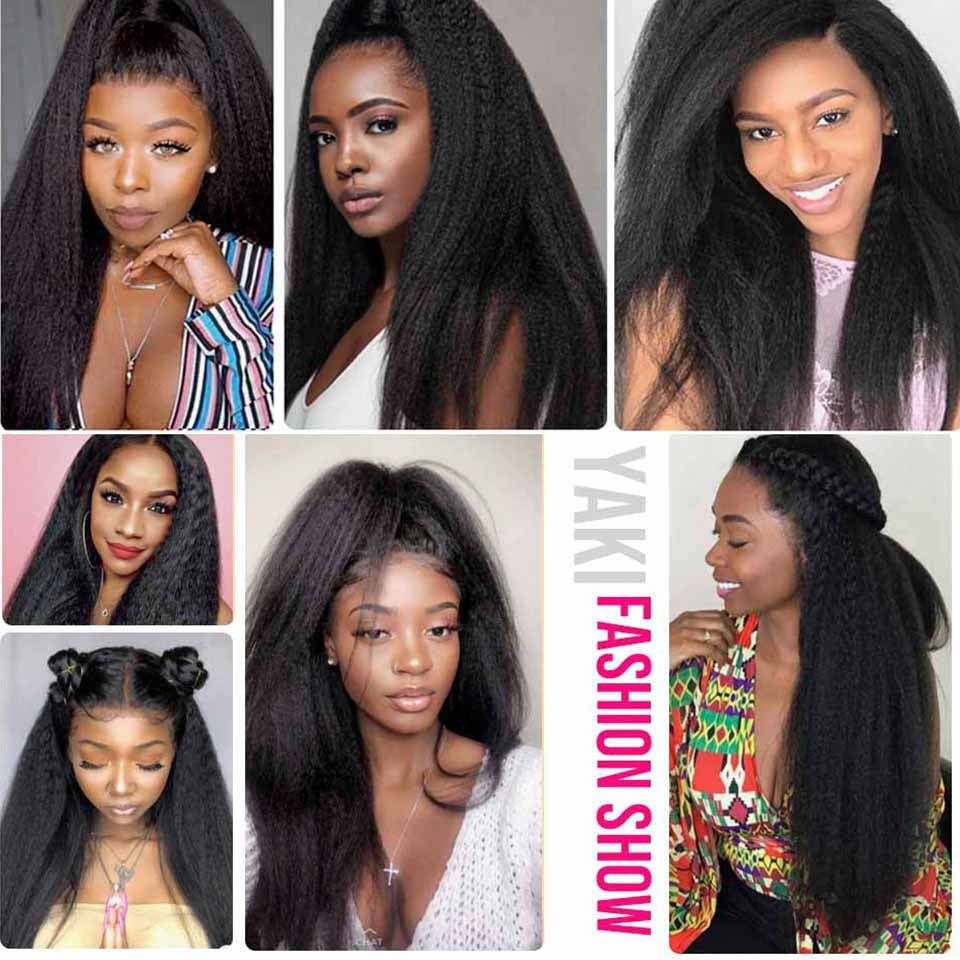 4x4 Closure Kinky Straight Yaki 100% Human Hair Wig - WigWonders
