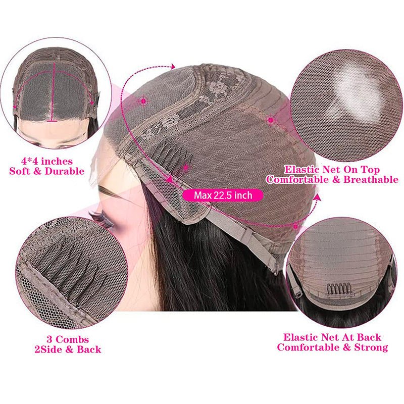 4x4 Closure Kinky Straight Yaki 100% Human Hair Wig - WigWonders