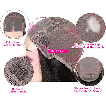 4x4 Closure Kinky Straight Yaki 100% Human Hair Wig - WigWonders