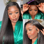 4x4 Closure Kinky Straight Yaki 100% Human Hair Wig - WigWonders